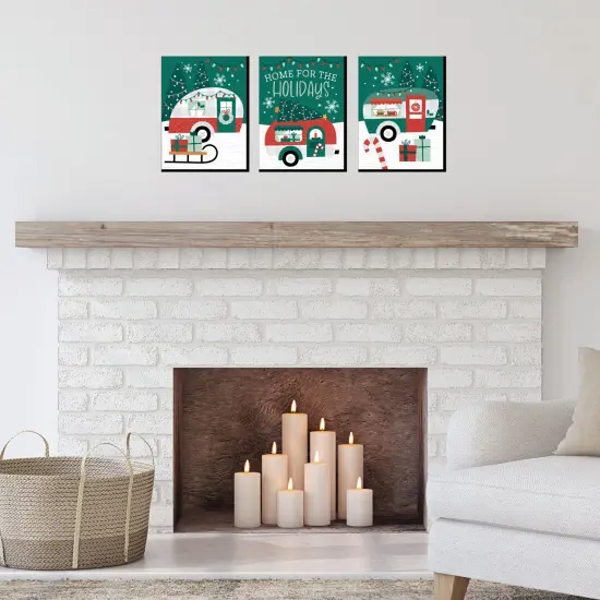 Big Dot of Happiness Camper Christmas - Red and Green Wall Art and Holiday Home Decor - 7.5 x 10 inches - Set of 3 Prints {3}