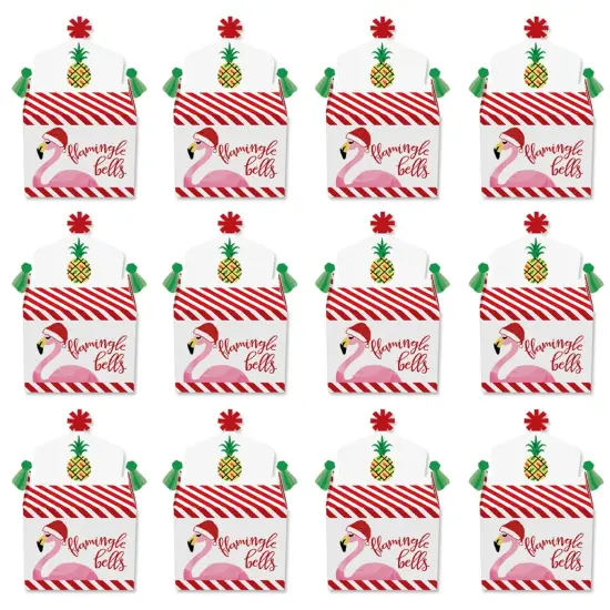 Big Dot of Happiness Flamingle Bells - Treat Box Party Favors - Tropical Christmas Party Goodie Gable Boxes - Set of 12 {6}