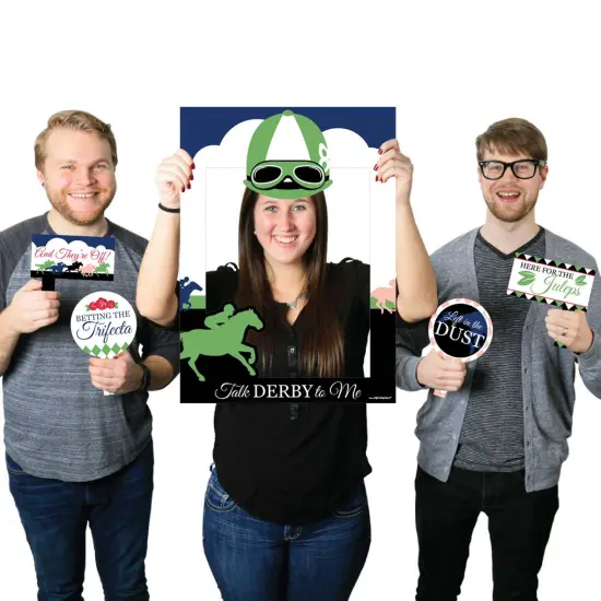Big Dot of Happiness Kentucky Horse Derby - Horse Race Party Selfie Photo Booth Picture Frame & Props - Printed on Sturdy Material {1}