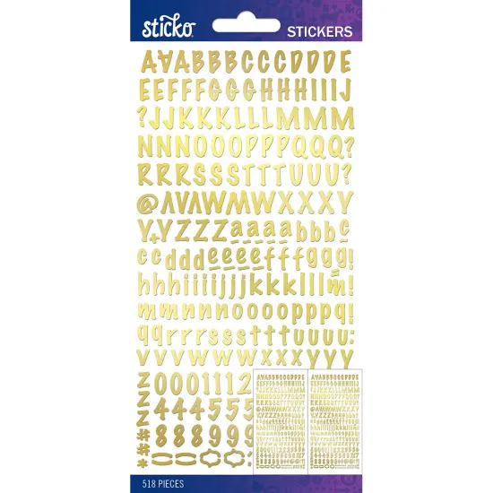 Sticko Alphabet Stickers - Marker Small, Gold Foil, 518pcs {1}