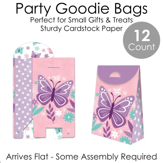 Big Dot of Happiness Beautiful Butterfly - Floral Baby Shower or Birthday Gift Favor Bags - Party Goodie Boxes - Set of 12 {7}
