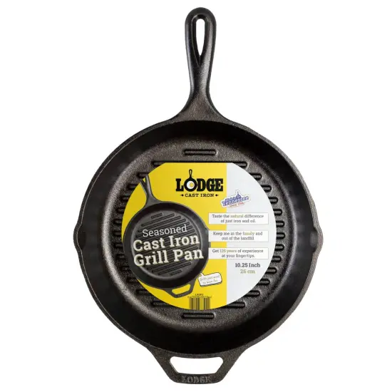 Lodge Logic Pre Seasoned Cast Iron Ribbed Grill Pan 10.25 x 2 in {3}