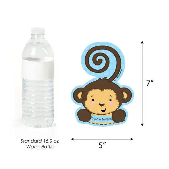 Big Dot of Happiness Blue Monkey Boy - Shaped Fill-in Invitations - Baby Shower or Birthday Party Invitation Cards with Envelopes - Set of 12 {6}