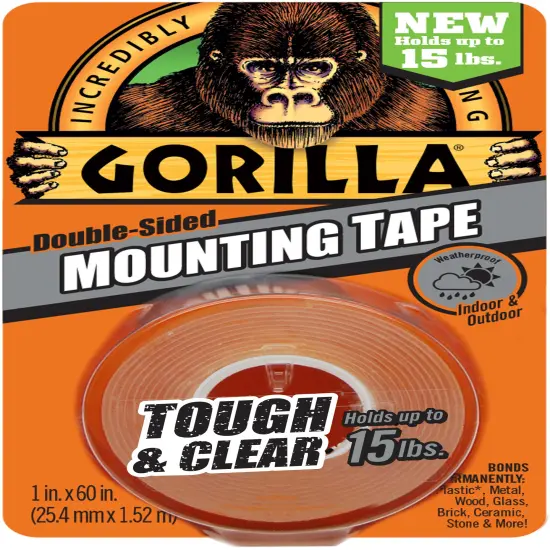 Gorilla Double-Sided Mounting Tape 1"X60"-Clear {1}