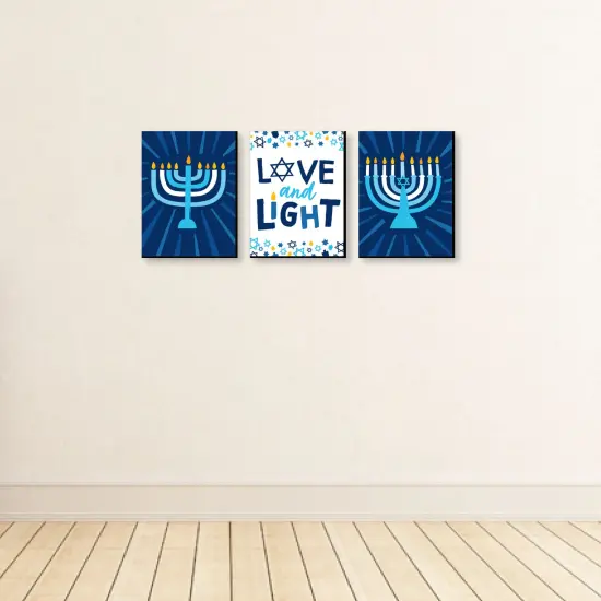 Big Dot of Happiness Hanukkah Menorah - Chanukah Wall Art and Holiday Home Decor - 7.5 x 10 inches - Set of 3 Prints {4}