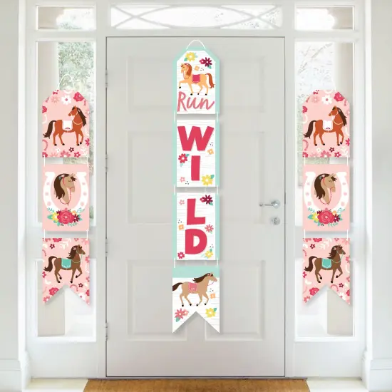 Big Dot of Happiness Run Wild Horses - Hanging Vertical Paper Door Banners - Pony Birthday Party Wall Decoration Kit - Indoor Door Decor {1}
