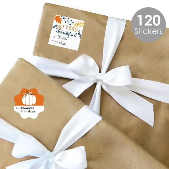 Big Dot of Happiness Happy Thanksgiving - Assorted Fall Harvest Party Gift Tag Labels - To and From Stickers - 12 Sheets - 120 Stickers {3}