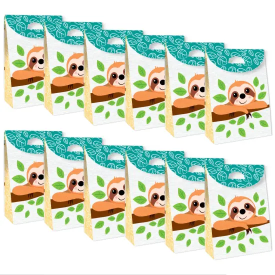 Big Dot of Happiness Let&rsquo;s Hang - Sloth - Baby Shower or Birthday Gift Favor Bags - Party Goodie Boxes - Set of 12 {6}