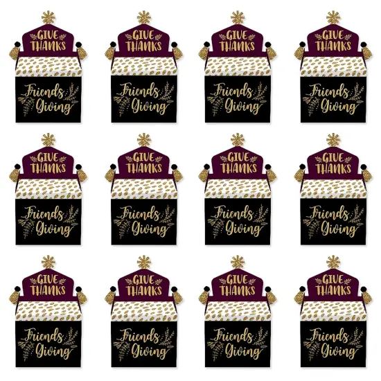 Big Dot of Happiness Elegant Thankful for Friends - Treat Box Party Favors - Friendsgiving Thanksgiving Party Goodie Gable Boxes - Set of 12 {6}