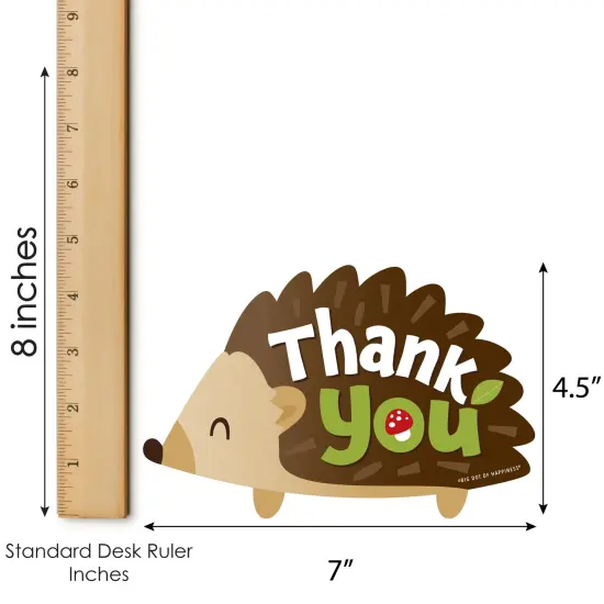 Big Dot of Happiness Forest Hedgehogs - Shaped Thank You Cards - Woodland Birthday Party or Baby Shower Thank You Note Cards with Envelopes - 12 Ct {7}