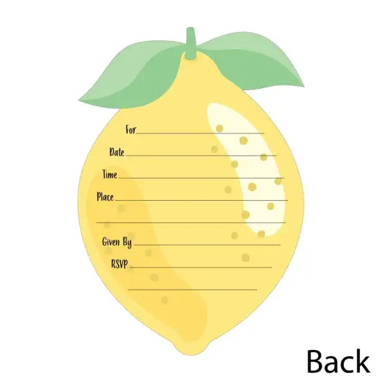 Big Dot of Happiness So Fresh - Lemon - Shaped Fill-in Invitations - Citrus Lemonade Party Invitation Cards with Envelopes - Set of 12 {4}
