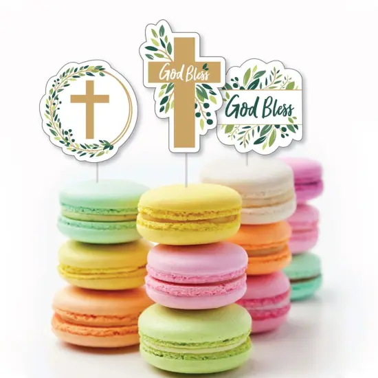 Big Dot of Happiness Elegant Cross - Dessert Cupcake Toppers - Religious Party Clear Treat Picks - Set of 24 {6}