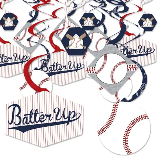 Big Dot of Happiness Batter Up - Baseball - Baby Shower or Birthday Party Hanging Decor - Party Decoration Swirls - Set of 40 {1}