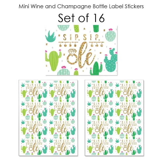 Big Dot of Happiness Final Fiesta - Mini Wine & Champagne Bottle Label Stickers - Last Fiesta Bachelorette Party Favor Gift for Women - Set of 16 {7}
