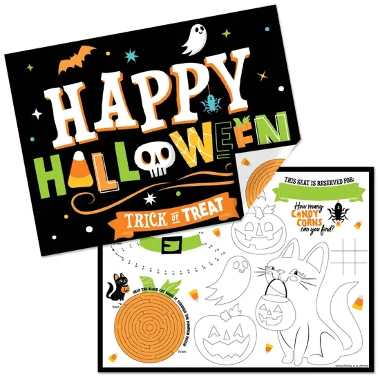 Big Dot of Happiness Jack-O'-Lantern Halloween - Paper Kids Halloween Party Coloring Sheets - Activity Placemats - Set of 16 {1}