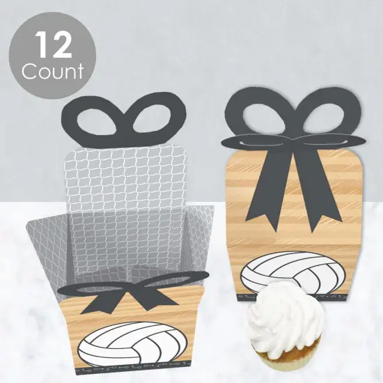 Big Dot of Happiness Bump, Set, Spike - Volleyball - Square Favor Gift Boxes - Baby Shower or Birthday Party Bow Boxes - Set of 12 {4}
