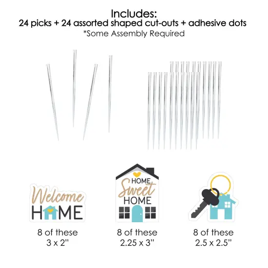 Big Dot of Happiness Welcome Home Housewarming - Dessert Cupcake Toppers - New Sweet Home Clear Treat Picks - Set of 24 {7}