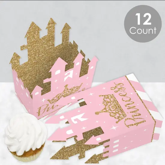 Big Dot of Happiness Little Princess Crown - Pink and Gold Princess Baby Shower or Birthday Party Favor Gift Boxes - Castle Boxes - Set of 12 {4}