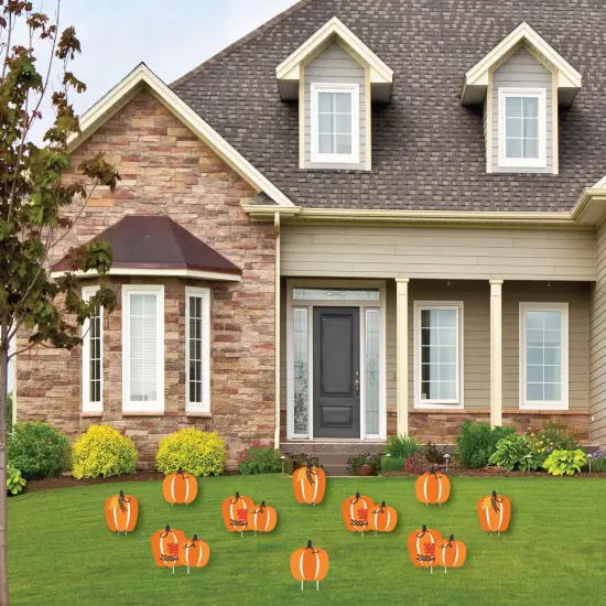 Big Dot of Happiness Fall Pumpkin - Pumpkin Lawn Decorations - Outdoor Halloween or Thanksgiving Party Yard Decorations - 10 Piece {3}