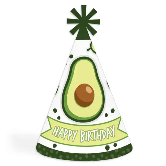 Big Dot of Happiness Hello Avocado - Cone Happy Birthday Party Hats for Kids and Adults - Set of 8 (Standard Size) {1}