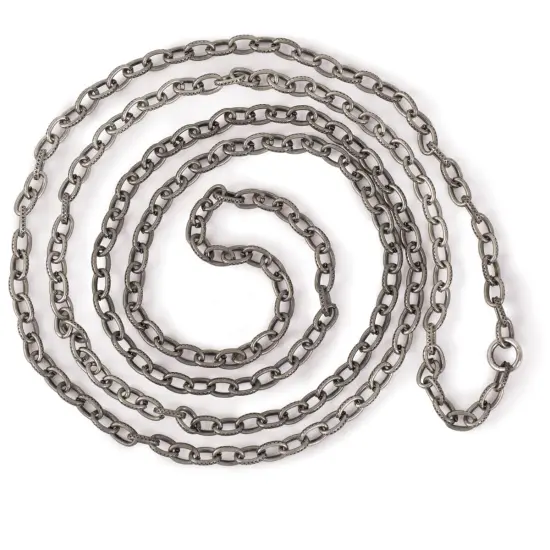 Solid Oak Steampunk Metal Chain 39"-Antique Silver Style A {2}