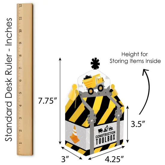 Big Dot of Happiness Dig It - Construction Party Zone - Treat Box Party Favors - Baby Shower or Birthday Party Goodie Gable Boxes - Set of 12 {7}
