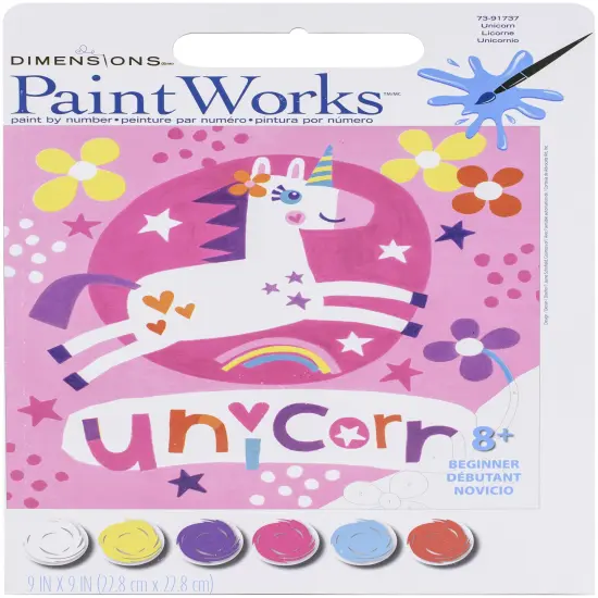Paint Works Paint By Number Kit 9"X9"-Unicorn {1}