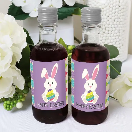 Big Dot of Happiness Hippity Hoppity - Mini Wine and Champagne Bottle Label Stickers - Easter Bunny Party Favor Gift for Women and Men - Set of 16 {6}