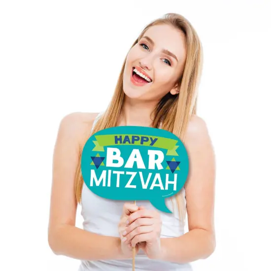 Big Dot of Happiness Funny Blue Bar Mitzvah - Boy Party Photo Booth Props Kit - 10 Piece {3}