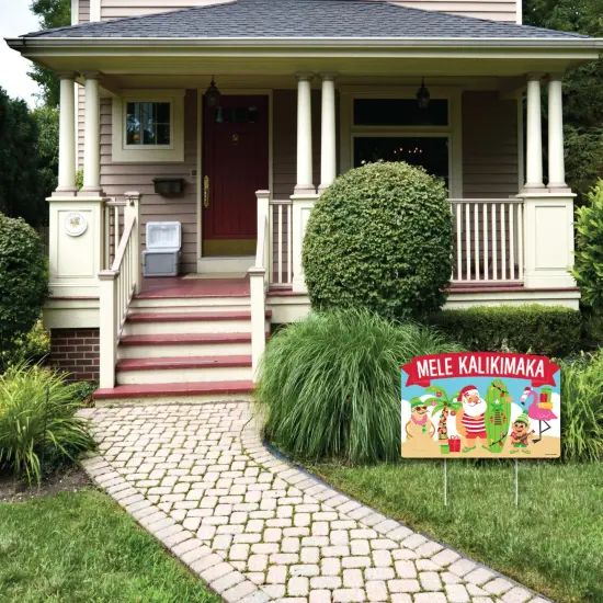 Big Dot of Happiness Tropical Christmas - Beach Santa Holiday Party Yard Sign Lawn Decorations - Mele Kalikimaka Party Yardy Sign {4}