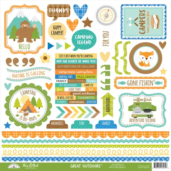 Doodlebug This & That Cardstock Stickers 12"X12"-Great Outdoors {1}