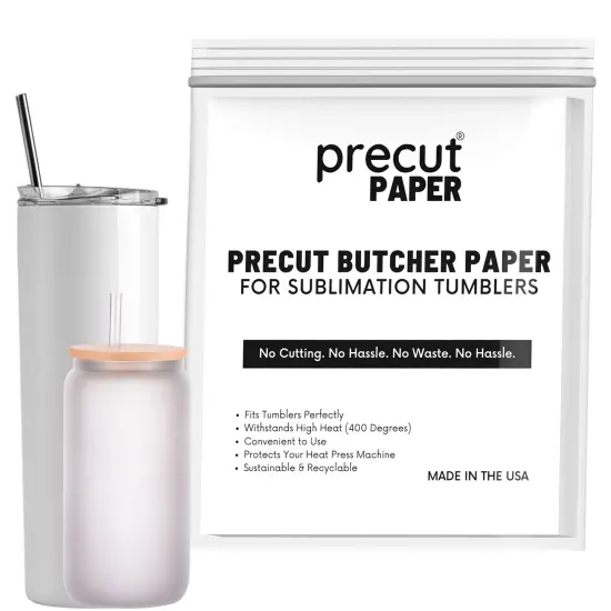 Precut Butcher Paper Sheets for Sublimation Tumblers & Beer Can Glass, White, Uncoated {3}