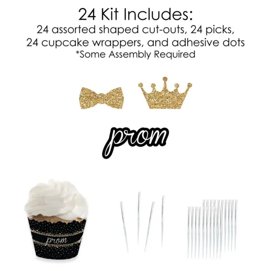 Big Dot of Happiness Prom - Cupcake Decoration - Prom Night Party Cupcake Wrappers and Treat Picks Kit - Set of 24 {6}