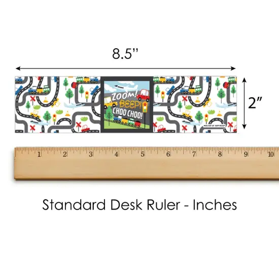 Big Dot of Happiness Cars, Trains, and Airplanes - Transportation Birthday Party Water Bottle Sticker Labels - Set of 20 {6}