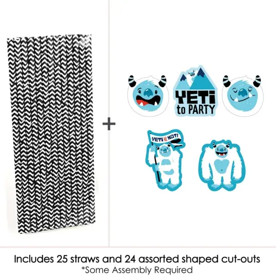 Big Dot of Happiness Yeti to Party - Paper Straw Decor - Abominable Snowman Party or Birthday Party Striped Decorative Straws - Set of 24 {4}