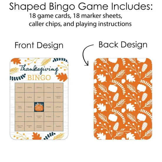 Big Dot of Happiness Happy Thanksgiving - Bingo Cards and Markers - Fall Harvest Party Bingo Game - Set of 18 {6}