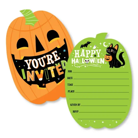Big Dot of Happiness Jack-O'-Lantern Halloween - Shaped Fill-In Invitations - Kids Halloween Party Invitation Cards with Envelopes - Set of 12 {1}