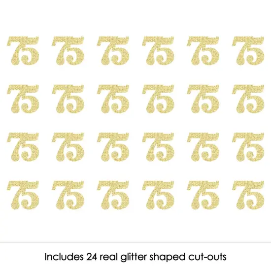 Big Dot of Happiness Gold Glitter 75 - No-Mess Real Gold Glitter Cut-Out Numbers - 75th Birthday Party Confetti - Set of 24 {3}