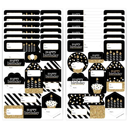 Big Dot of Happiness Adult Happy Birthday - Gold - Assorted Birthday Party Gift Tag Labels - To and From Stickers - 12 Sheets - 120 Stickers {1}