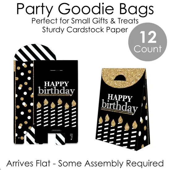 Big Dot of Happiness Adult Happy Birthday - Gold - Birthday Gift Favor Bags - Party Goodie Boxes - Set of 12 {7}