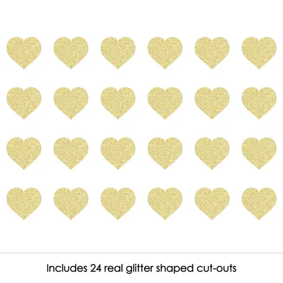 Big Dot of Happiness Gold Glitter Hearts - No-Mess Real Gold Glitter Cut-Outs - Conversation Hearts Valentine's Day Party Confetti - Set of 24 {3}