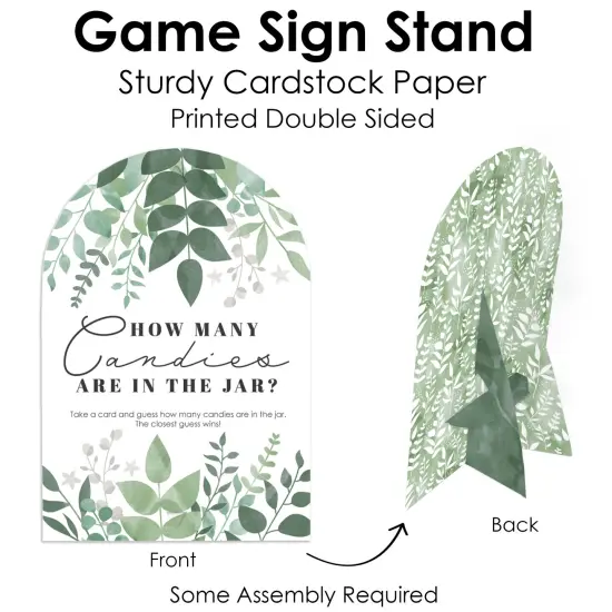 Big Dot of Happiness Boho Botanical - How Many Candies Greenery Party Game - 1 Stand and 40 Cards - Candy Guessing Game {6}