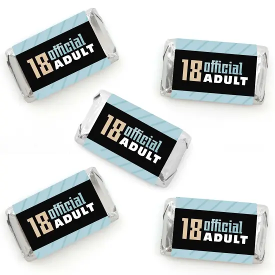Big Dot of Happiness Boy 18th Birthday - Mini Candy Bar Wrapper Stickers - Eighteenth Birthday Party Small Favors - 40 Count {1}