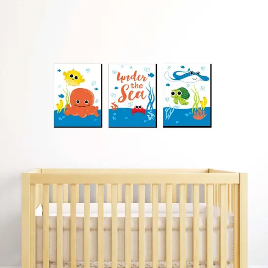 Big Dot of Happiness Under the Sea Critters - Nursery Wall Art and Kids Room Decorations - Christmas Gift Ideas - 7.5 x 10 inches - Set of 3 Prints {3}