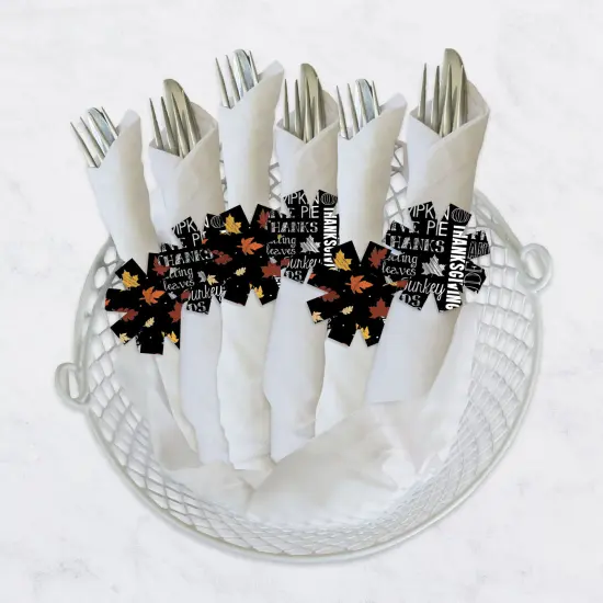 Big Dot of Happiness Give Thanks - Thanksgiving Party Paper Napkin Holder - Napkin Rings - Set of 24 {4}