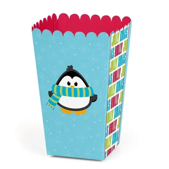 Big Dot of Happiness Holly Jolly Penguin - Holiday and Christmas Favor Popcorn Treat Boxes - Set of 12 {1}