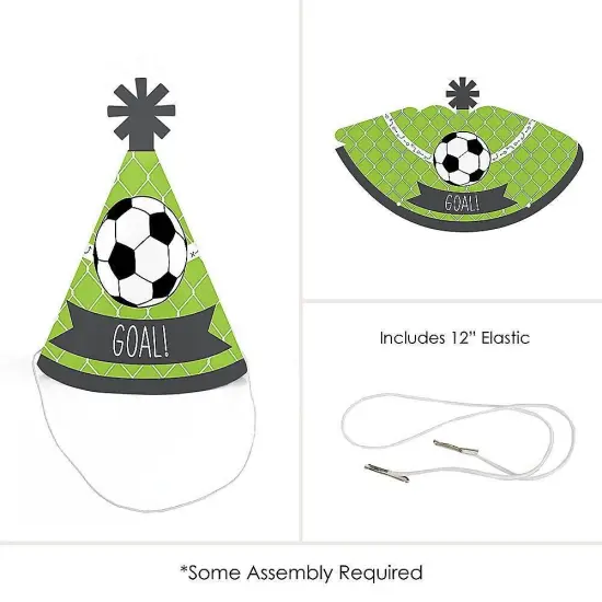 Big Dot of Happiness Goaaal - Soccer - Mini Cone Baby Shower or Birthday Party Hats - Small Little Party Hats - Set of 8 {6}