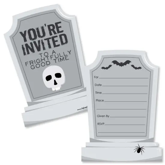 Big Dot of Happiness Graveyard Tombstones - Shaped Fill-in Invitations - Halloween Party Invitation Cards with Envelopes - Set of 12 {1}