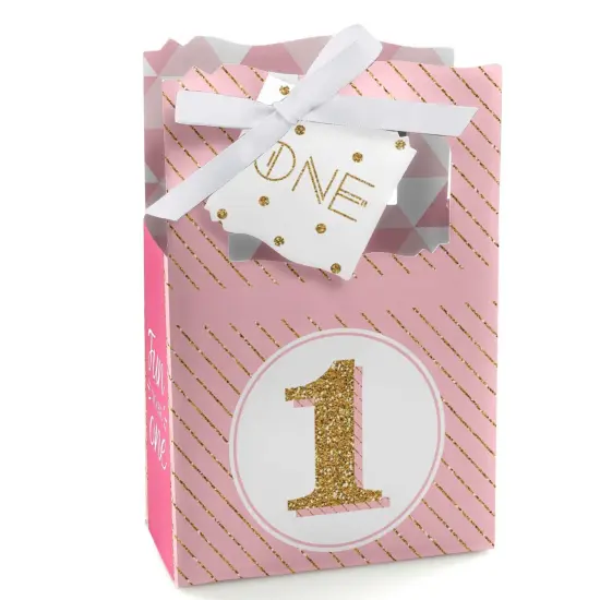 Big Dot of Happiness 1st Birthday Girl - Fun to be One - First Birthday Party Favor Boxes - Set of 12 {1}