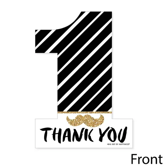 Big Dot of Happiness 1st Birthday Little Mr. Onederful - Shaped Thank You Cards - Boy First Birthday Party Note Cards with Envelopes - Set of 12 {4}